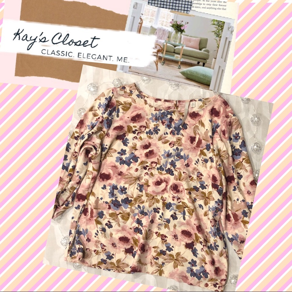 LC Lauren Conrad | Fall Flower Bow Sleeve Blouse